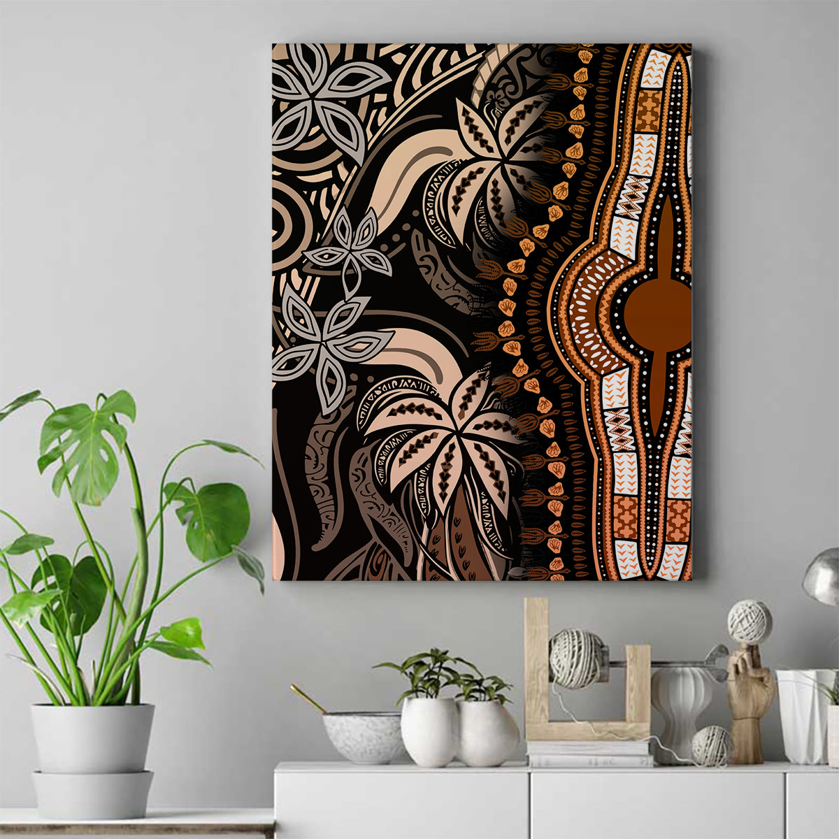 Polynesia Dashiki Canvas Wall Art Polynesia and Africa Traditional Special Together Gold LT9 Gold - Polynesian Pride