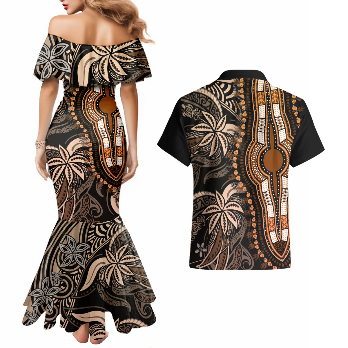 polynesia-dashiki-couples-matching-mermaid-dress-and-hawaiian-shirt-polynesia-and-africa-traditional-special-together-gold