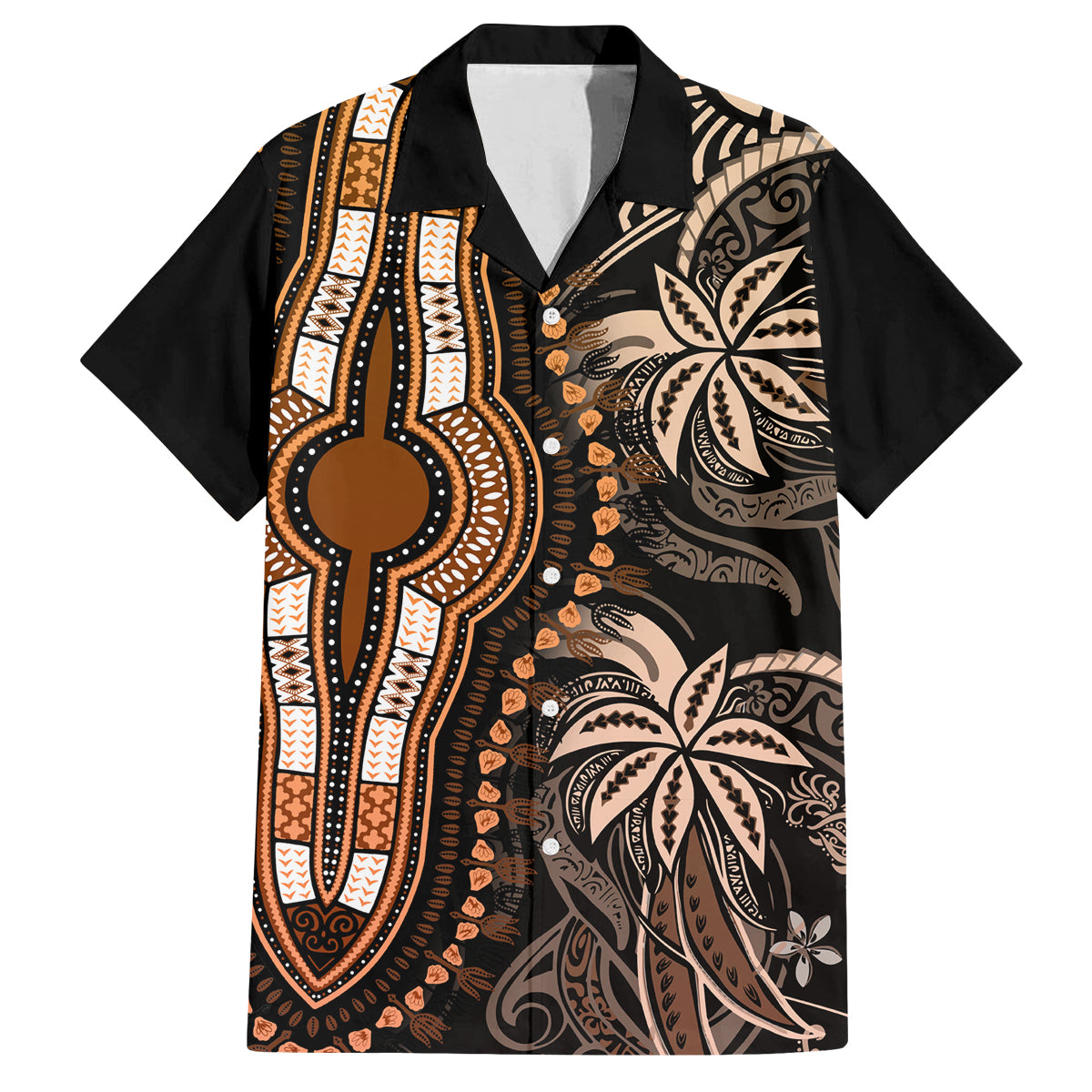polynesia-dashiki-family-matching-off-shoulder-long-sleeve-dress-and-hawaiian-shirt-polynesia-and-africa-traditional-special-together-gold