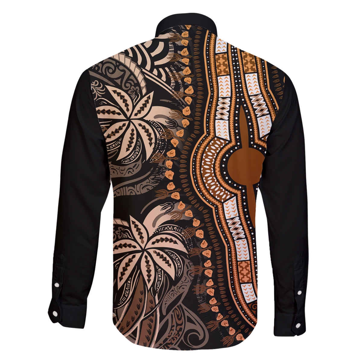 Polynesia Dashiki Family Matching Off Shoulder Maxi Dress and Hawaiian Shirt Polynesia and Africa Traditional Special Together Gold LT9 - Polynesian Pride