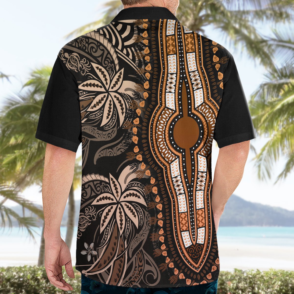 Polynesia Dashiki Hawaiian Shirt Polynesia and Africa Traditional Special Together Gold LT9 - Polynesian Pride