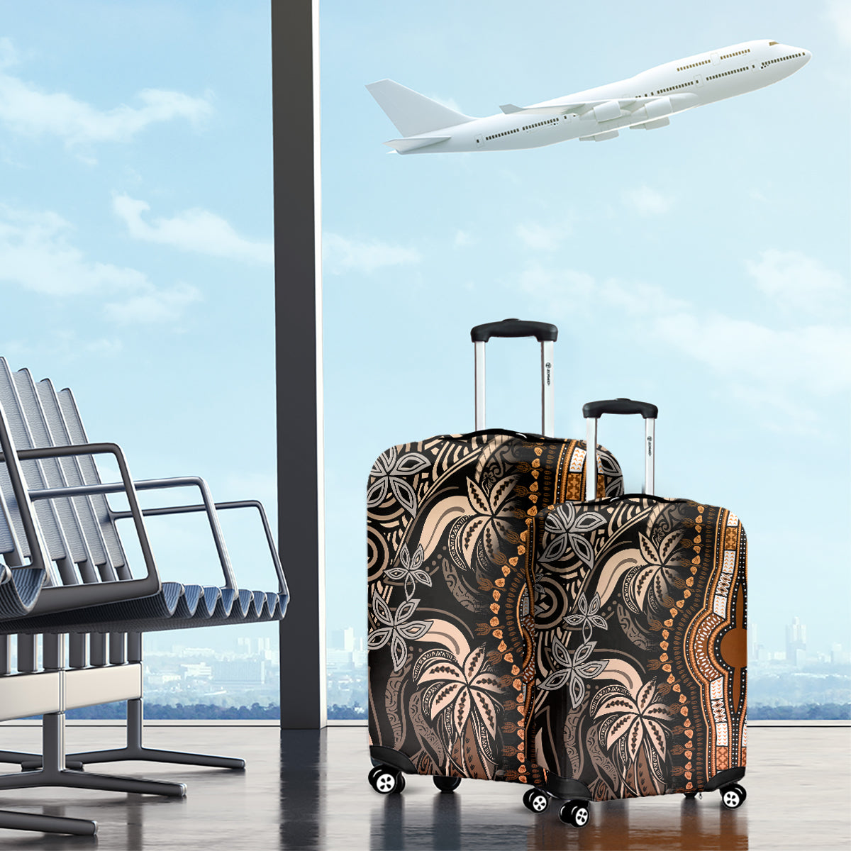 Polynesia Dashiki Luggage Cover Polynesia and Africa Traditional Special Together Gold LT9 - Polynesian Pride