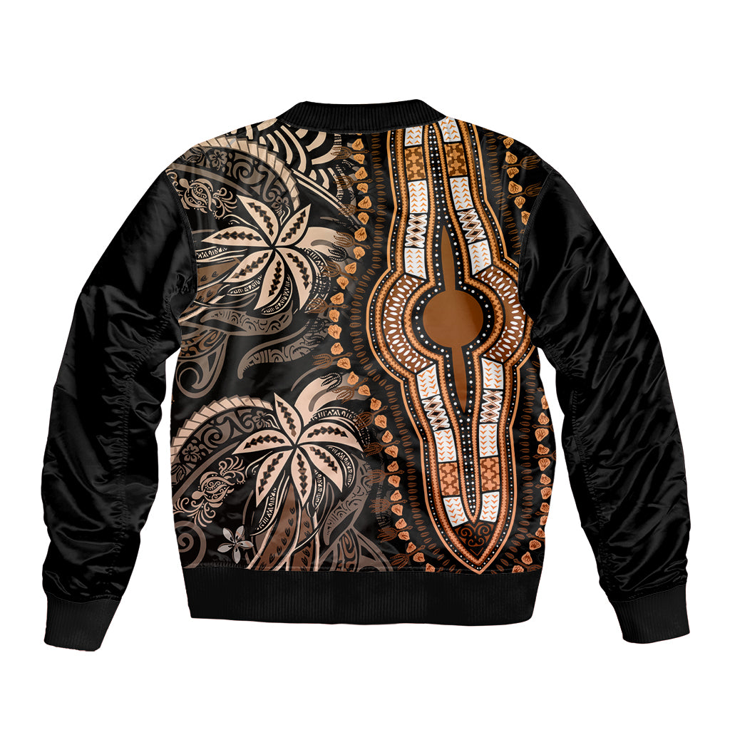 Polynesia Dashiki Sleeve Zip Bomber Jacket Polynesia and Africa Traditional Special Together Gold LT9 - Polynesian Pride