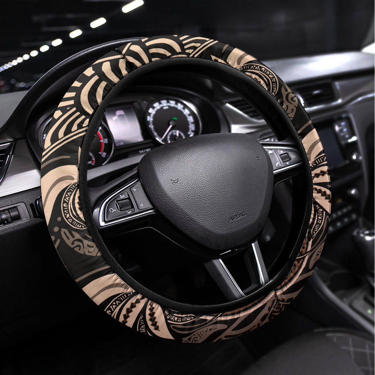 Polynesia Dashiki Steering Wheel Cover Polynesia and Africa Traditional Special Together Gold LT9 Universal Fit Gold - Polynesian Pride