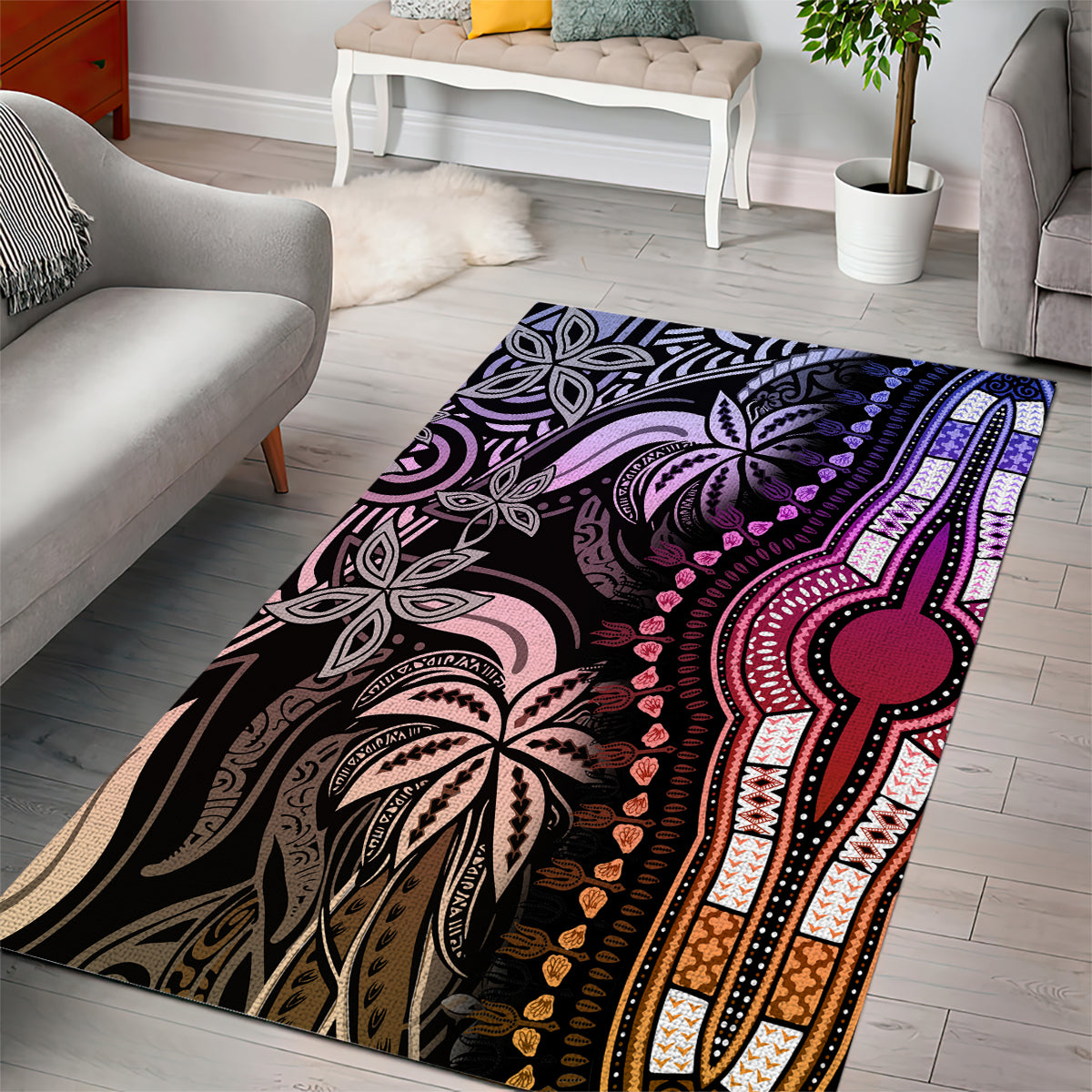 Polynesia Dashiki Area Rug Polynesia and Africa Traditional Special Together Pastel LT9 - Polynesian Pride