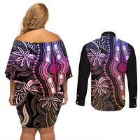 Polynesia Dashiki Couples Matching Off Shoulder Short Dress and Long Sleeve Button Shirts Polynesia and Africa Traditional Special Together Pastel LT9 - Polynesian Pride