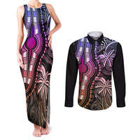 Polynesia Dashiki Couples Matching Tank Maxi Dress and Long Sleeve Button Shirts Polynesia and Africa Traditional Special Together Pastel LT9 Pastel - Polynesian Pride