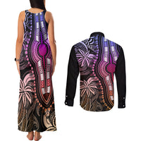 Polynesia Dashiki Couples Matching Tank Maxi Dress and Long Sleeve Button Shirts Polynesia and Africa Traditional Special Together Pastel LT9 - Polynesian Pride