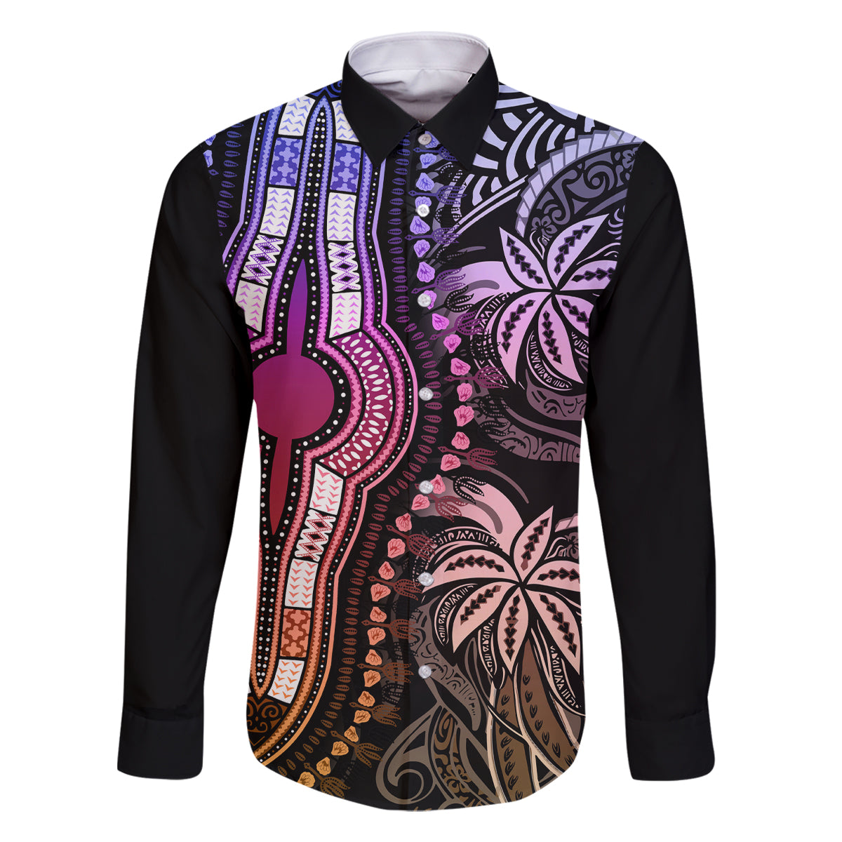 polynesia-dashiki-family-matching-long-sleeve-bodycon-dress-and-hawaiian-shirt-polynesia-and-africa-traditional-special-together-pastel