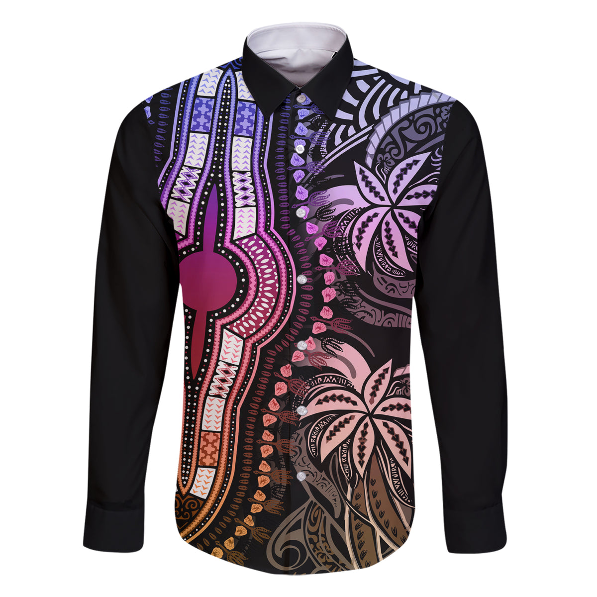 polynesia-dashiki-family-matching-short-sleeve-bodycon-dress-and-hawaiian-shirt-polynesia-and-africa-traditional-special-together-pastel