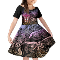 Polynesia Dashiki Family Matching Summer Maxi Dress and Hawaiian Shirt Polynesia and Africa Traditional Special Together Pastel LT9 Daughter's Dress Pastel - Polynesian Pride