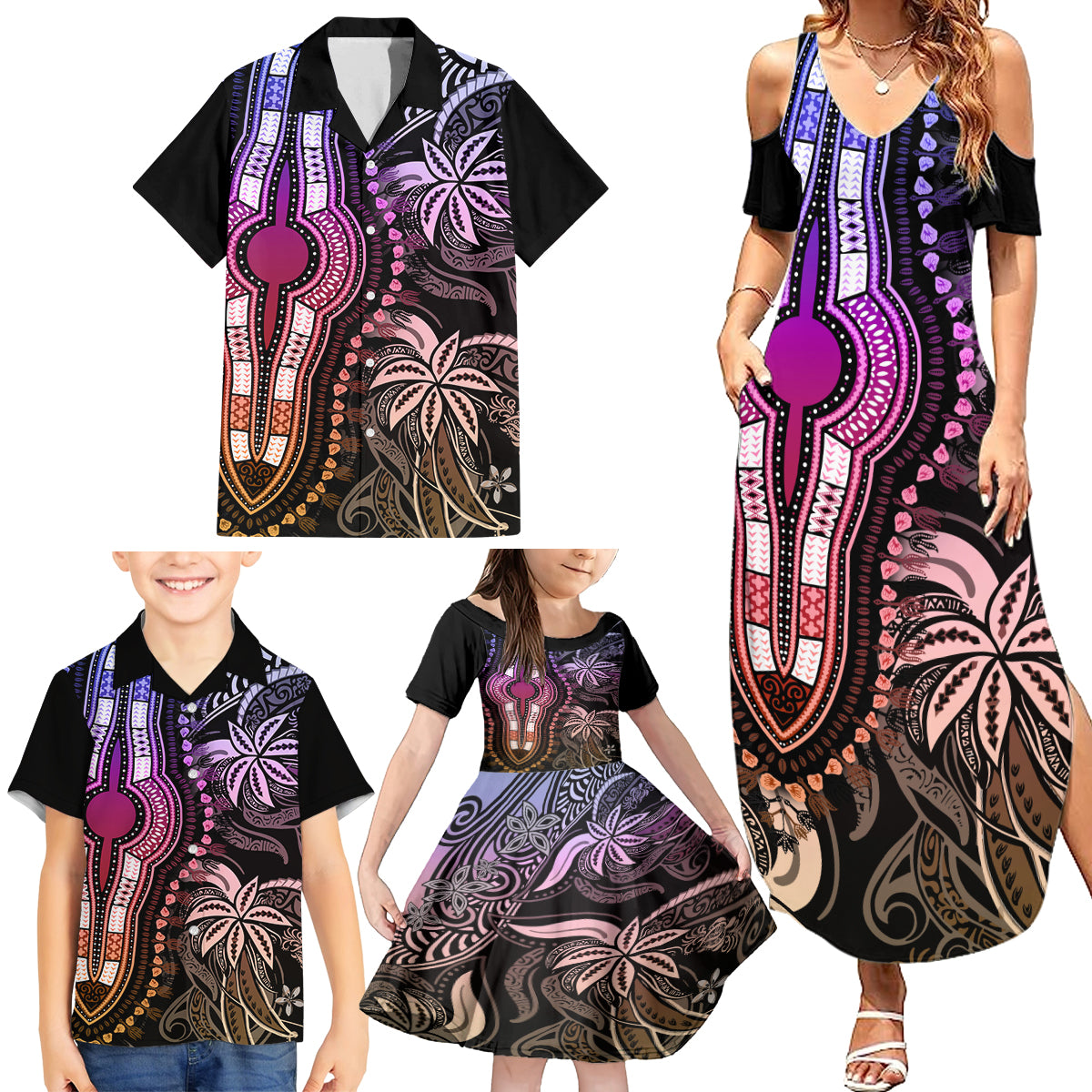 polynesia-dashiki-family-matching-summer-maxi-dress-and-hawaiian-shirt-polynesia-and-africa-traditional-special-together-pastel