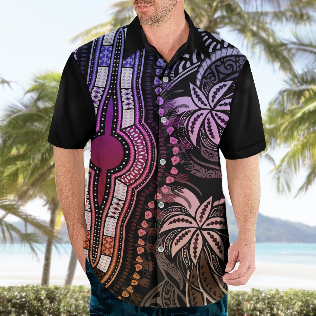 Polynesia Dashiki Hawaiian Shirt Polynesia and Africa Traditional Special Together Pastel LT9 - Polynesian Pride