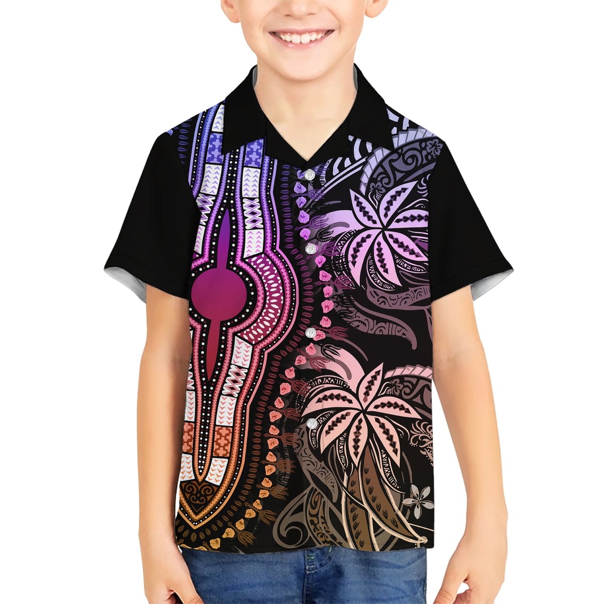 Polynesia Dashiki Hawaiian Shirt Polynesia and Africa Traditional Special Together Pastel LT9 - Polynesian Pride