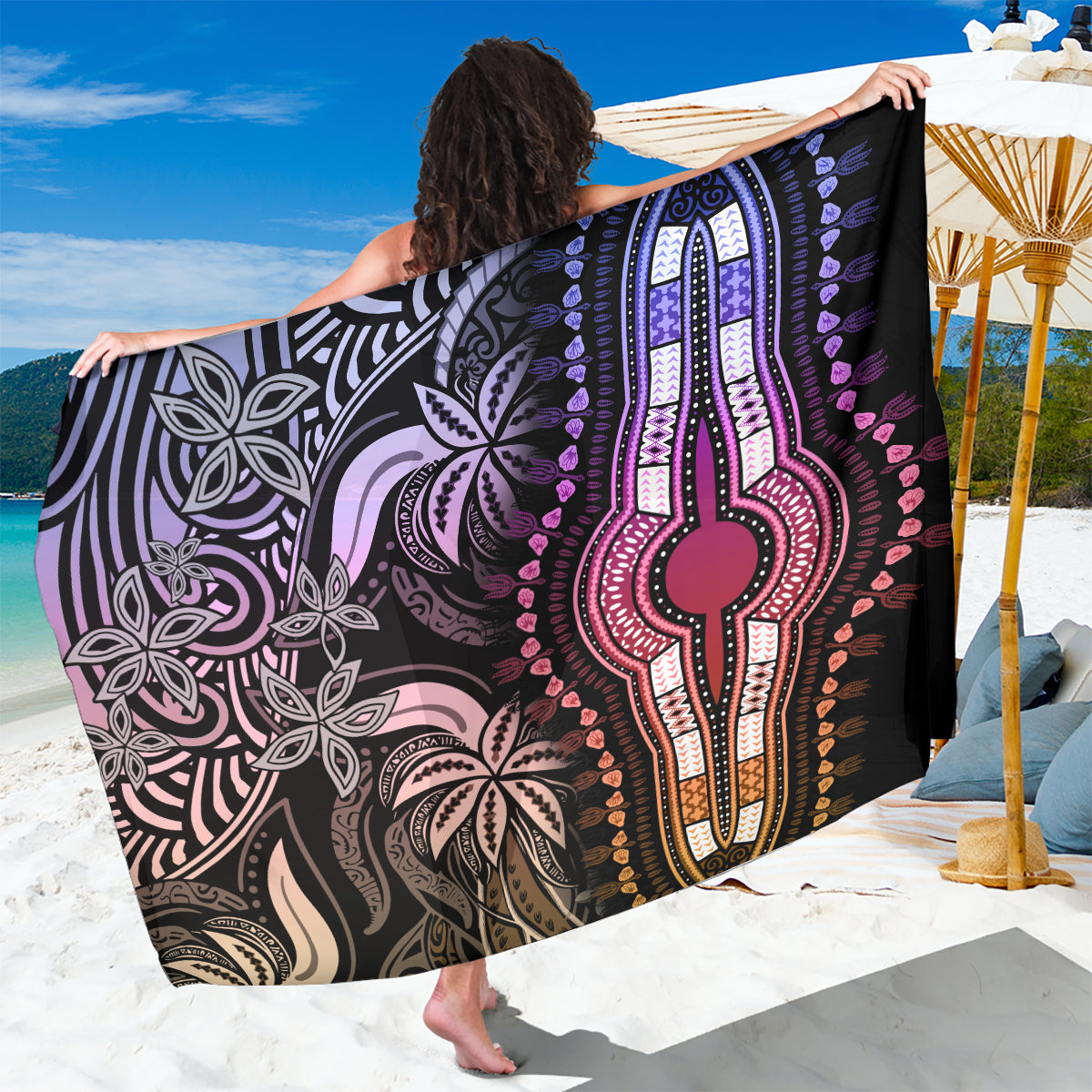 Polynesia Dashiki Sarong Polynesia and Africa Traditional Special Together Pastel LT9 One Size 44 x 66 inches Pastel - Polynesian Pride