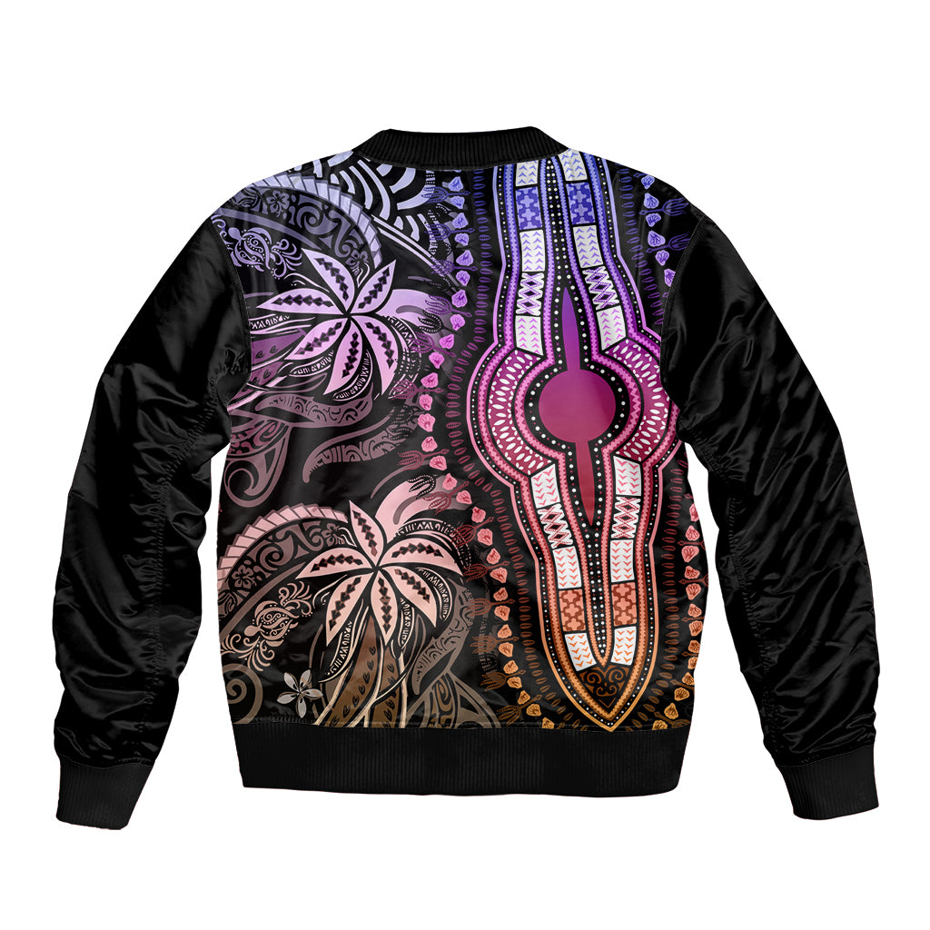 Polynesia Dashiki Sleeve Zip Bomber Jacket Polynesia and Africa Traditional Special Together Pastel LT9 - Polynesian Pride
