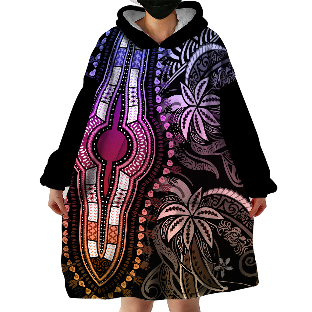 Polynesia Dashiki Wearable Blanket Hoodie Polynesia and Africa Traditional Special Together Pastel LT9 - Polynesian Pride