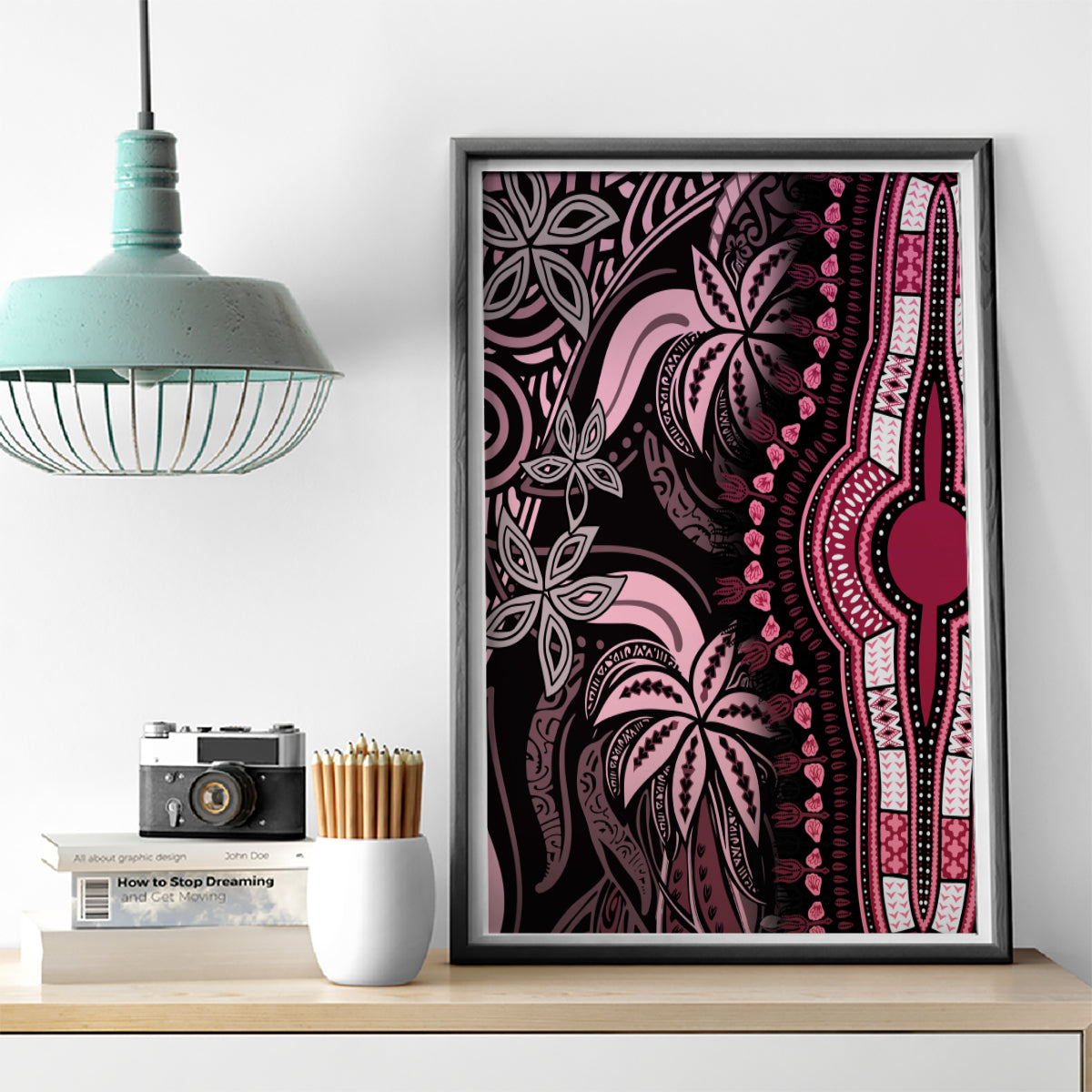 Polynesia Dashiki Canvas Wall Art Polynesia and Africa Traditional Special Together Pink LT9 - Polynesian Pride