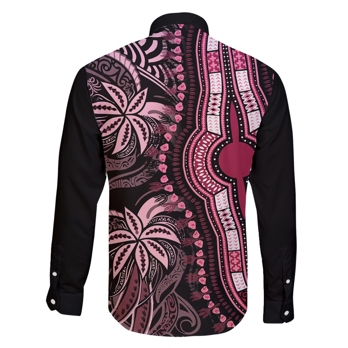 Polynesia Dashiki Family Matching Long Sleeve Bodycon Dress and Hawaiian Shirt Polynesia and Africa Traditional Special Together Pink LT9 - Polynesian Pride