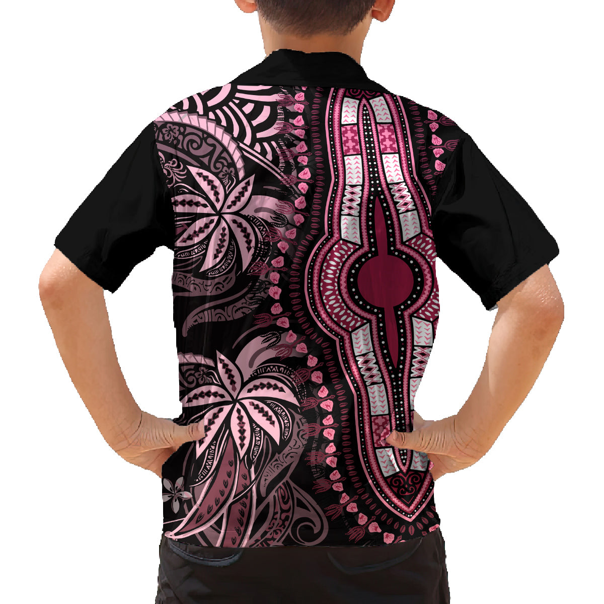 Polynesia Dashiki Family Matching Summer Maxi Dress and Hawaiian Shirt Polynesia and Africa Traditional Special Together Pink LT9 - Polynesian Pride