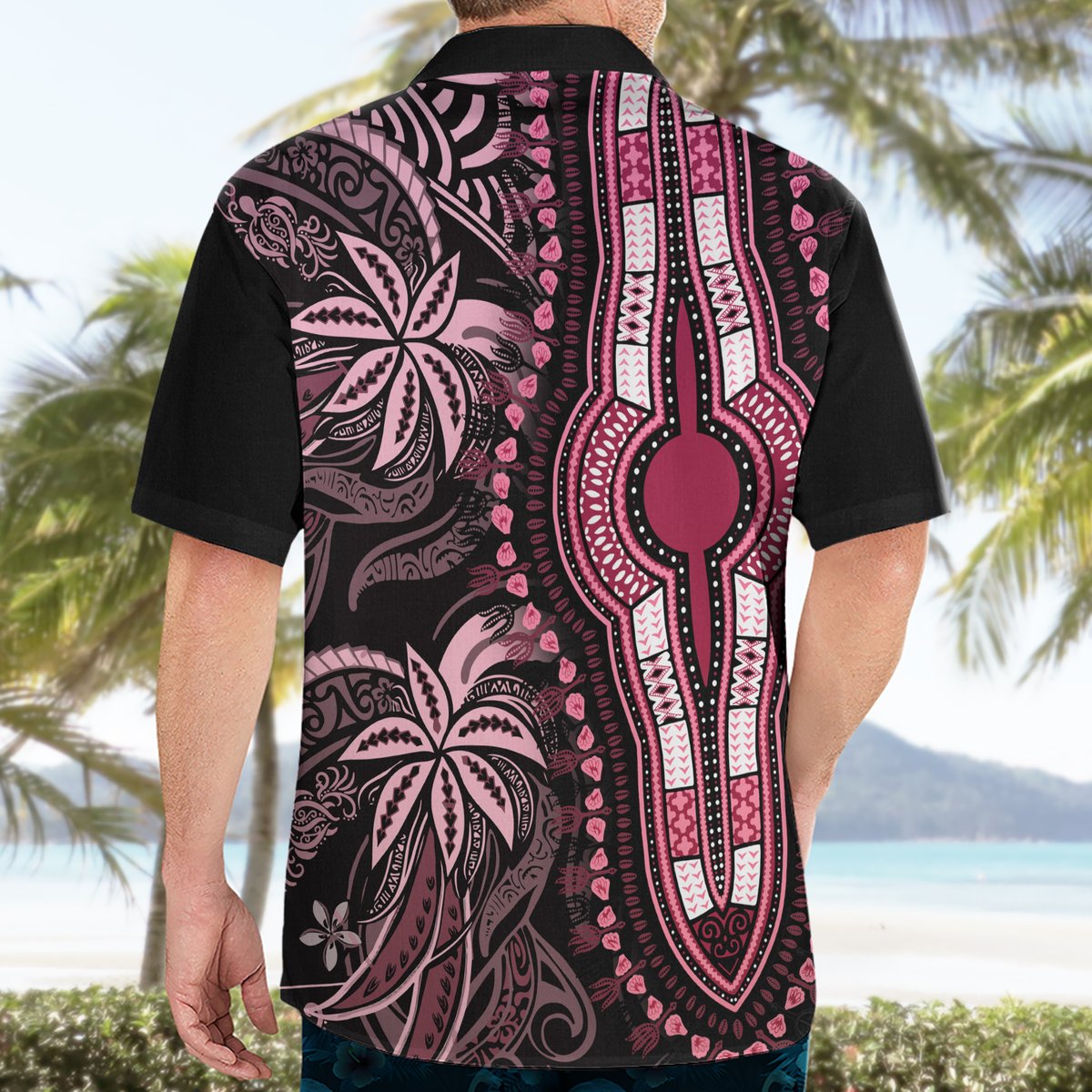 Polynesia Dashiki Hawaiian Shirt Polynesia and Africa Traditional Special Together Pink LT9 - Polynesian Pride