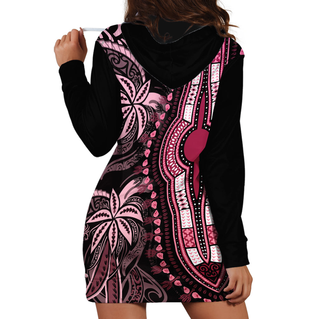 Polynesia Dashiki Hoodie Dress Polynesia and Africa Traditional Special Together Pink LT9 - Polynesian Pride