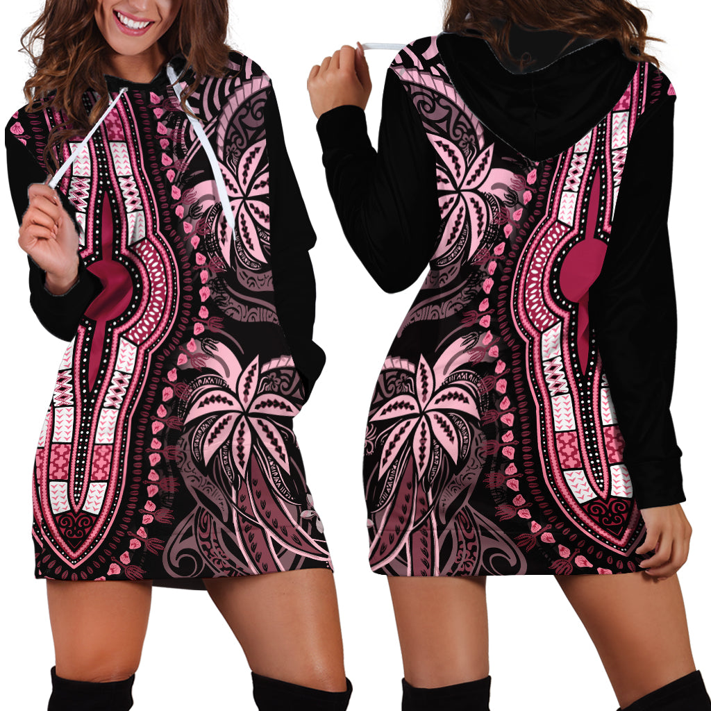 Polynesia Dashiki Hoodie Dress Polynesia and Africa Traditional Special Together Pink LT9 - Polynesian Pride