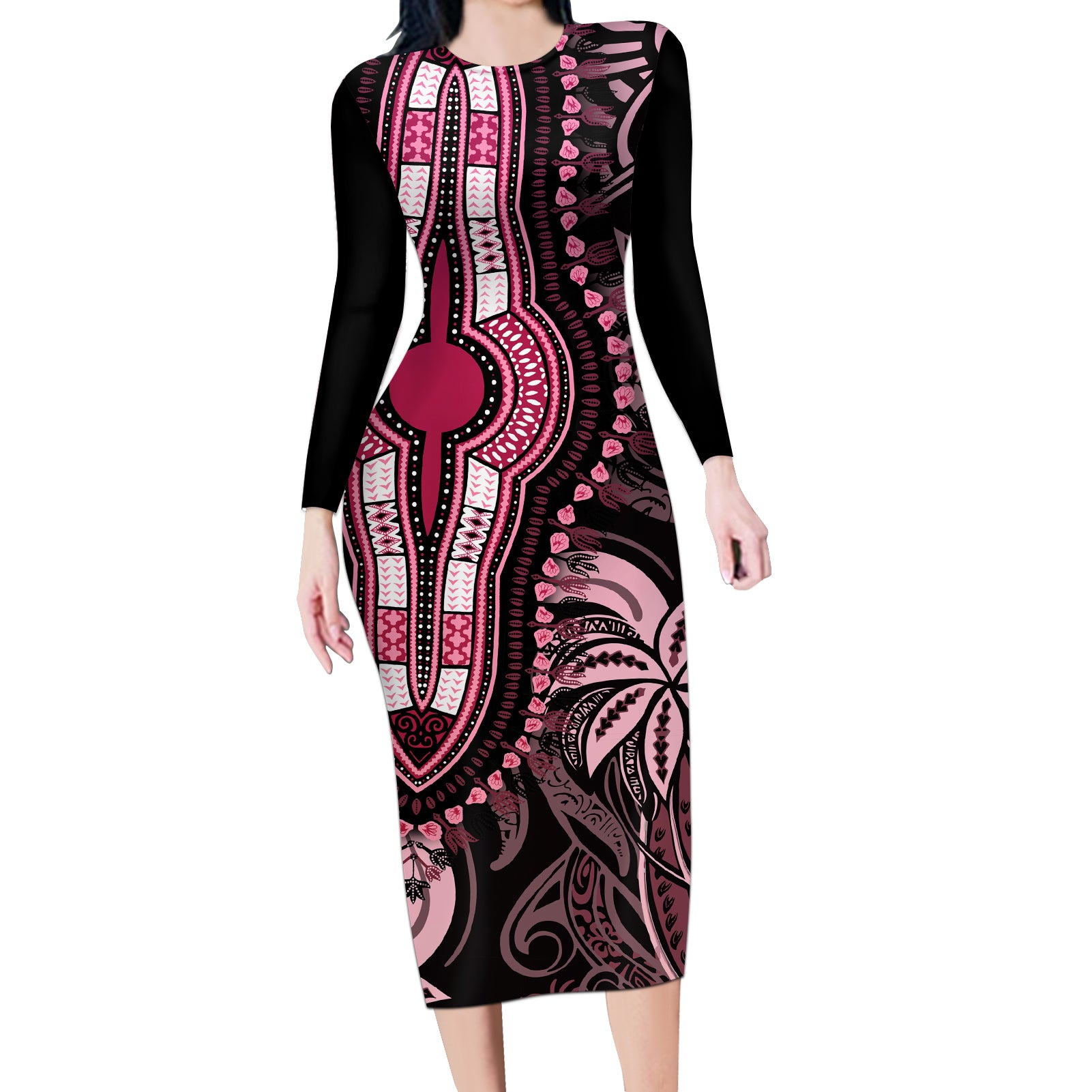 polynesia-dashiki-long-sleeve-bodycon-dress-polynesia-and-africa-traditional-special-together-pink