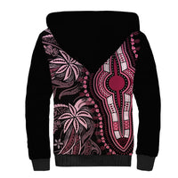 Polynesia Dashiki Sherpa Hoodie Polynesia and Africa Traditional Special Together Pink LT9 - Polynesian Pride