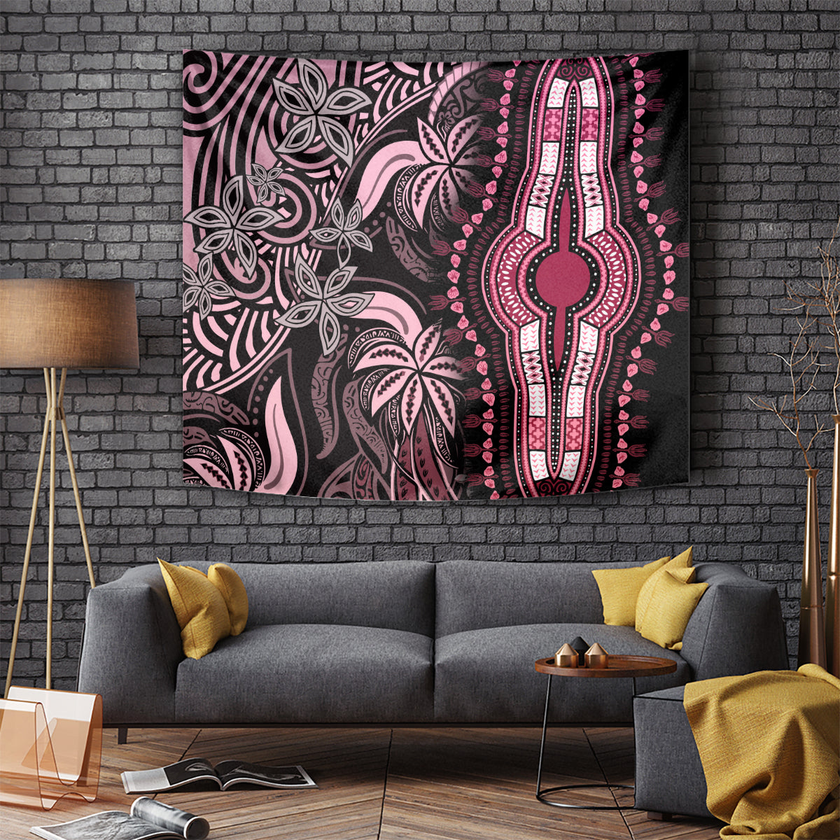 Polynesia Dashiki Tapestry Polynesia and Africa Traditional Special Together Pink LT9 Pink - Polynesian Pride