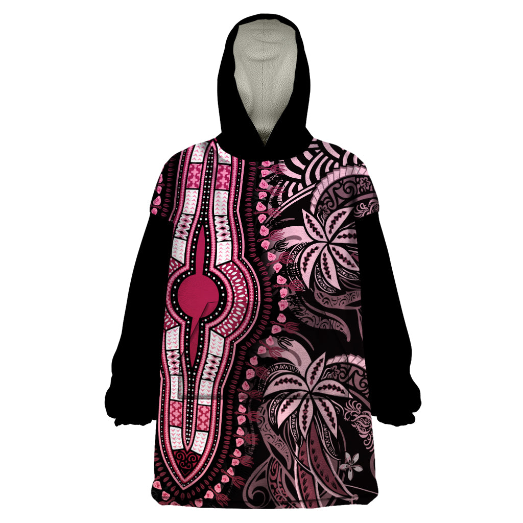 Polynesia Dashiki Wearable Blanket Hoodie Polynesia and Africa Traditional Special Together Pink LT9 One Size Pink - Polynesian Pride