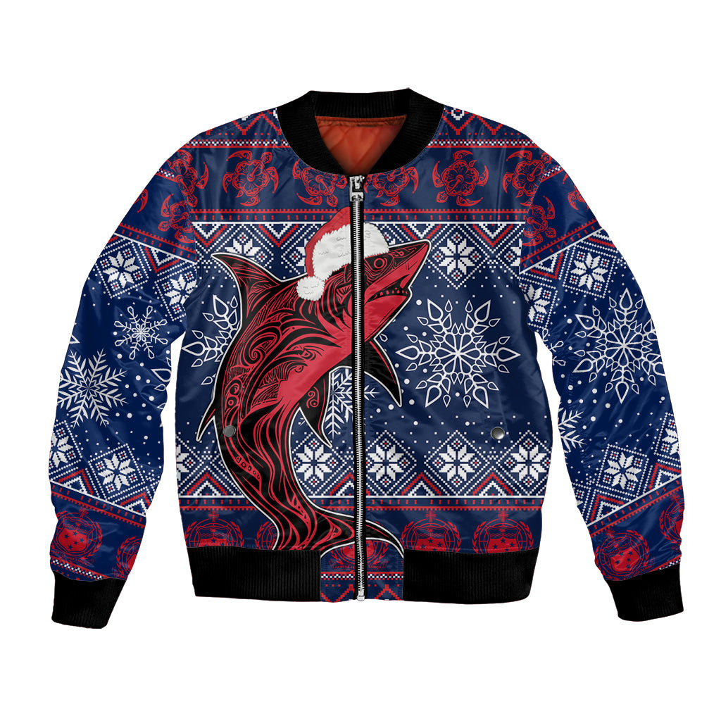 Samoa Manuia Le Kirisimasi Bomber Jacket Samoan Fishing Tribal Pattern Christmas Vibe LT9 Unisex Red - Polynesian Pride