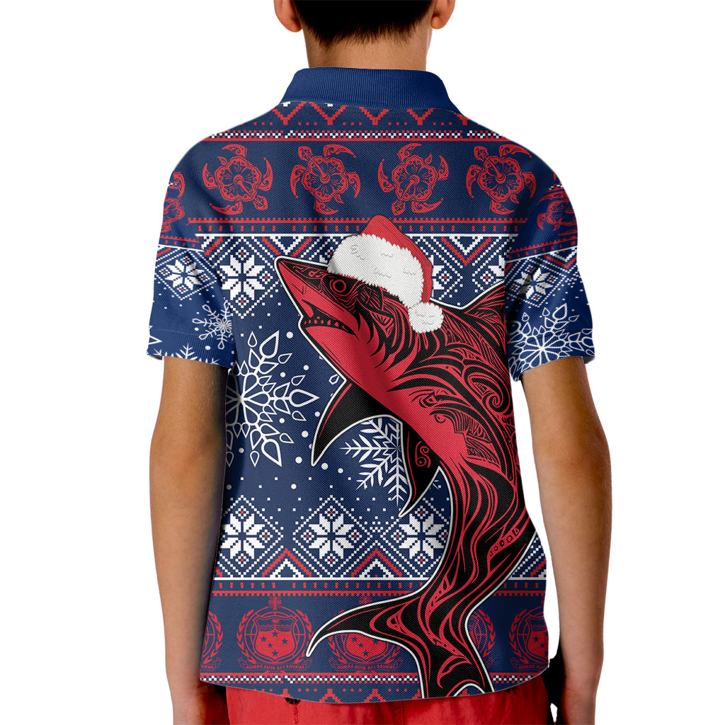 Samoa Manuia Le Kirisimasi Kid Polo Shirt Samoan Fishing Tribal Pattern Christmas Vibe LT9 - Polynesian Pride