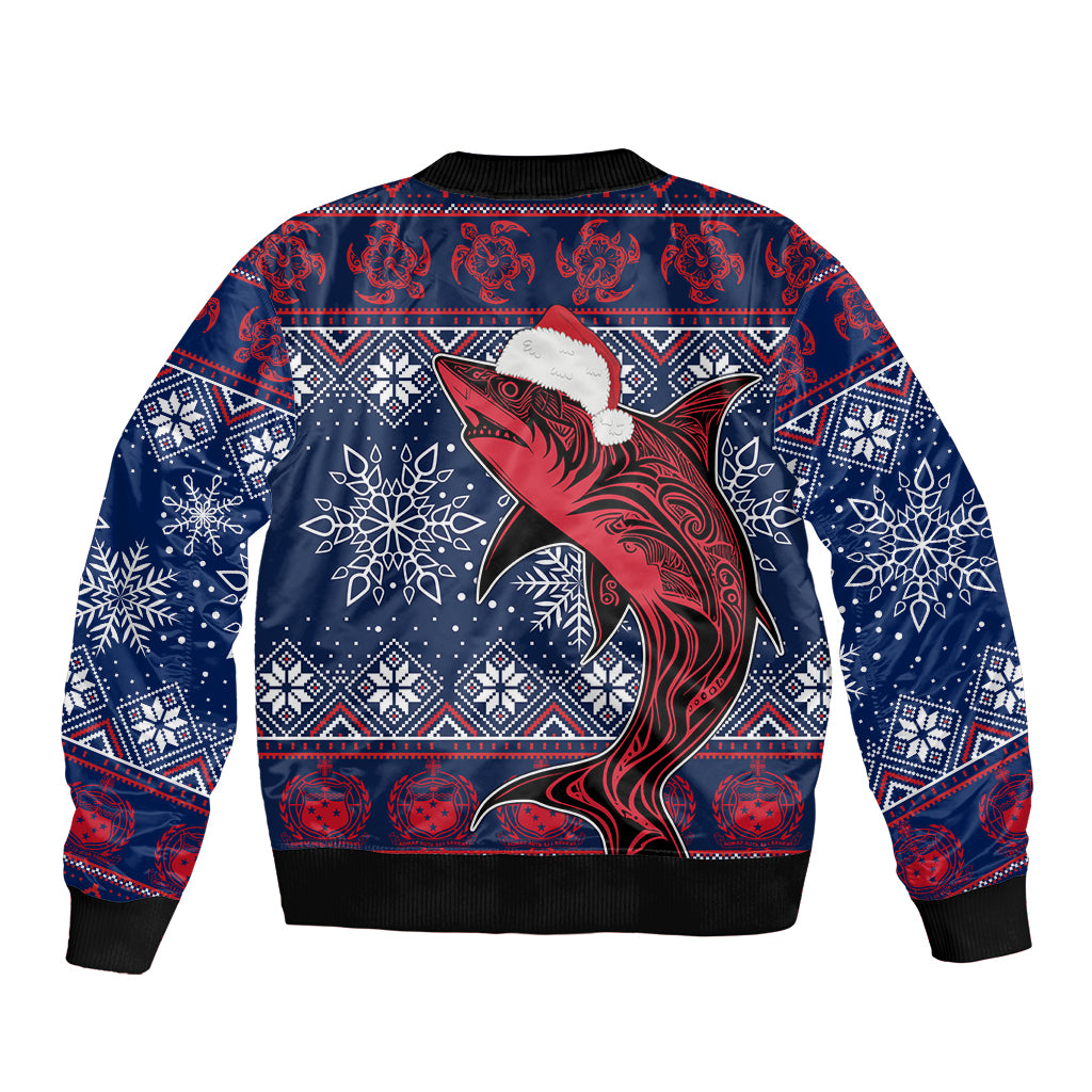 Samoa Manuia Le Kirisimasi Sleeve Zip Bomber Jacket Samoan Fishing Tribal Pattern Christmas Vibe LT9 - Polynesian Pride