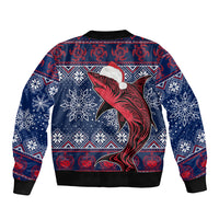 Samoa Manuia Le Kirisimasi Sleeve Zip Bomber Jacket Samoan Fishing Tribal Pattern Christmas Vibe LT9 - Polynesian Pride