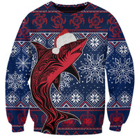 Samoa Manuia Le Kirisimasi Sweatshirt Samoan Fishing Tribal Pattern Christmas Vibe LT9 Unisex Red - Polynesian Pride