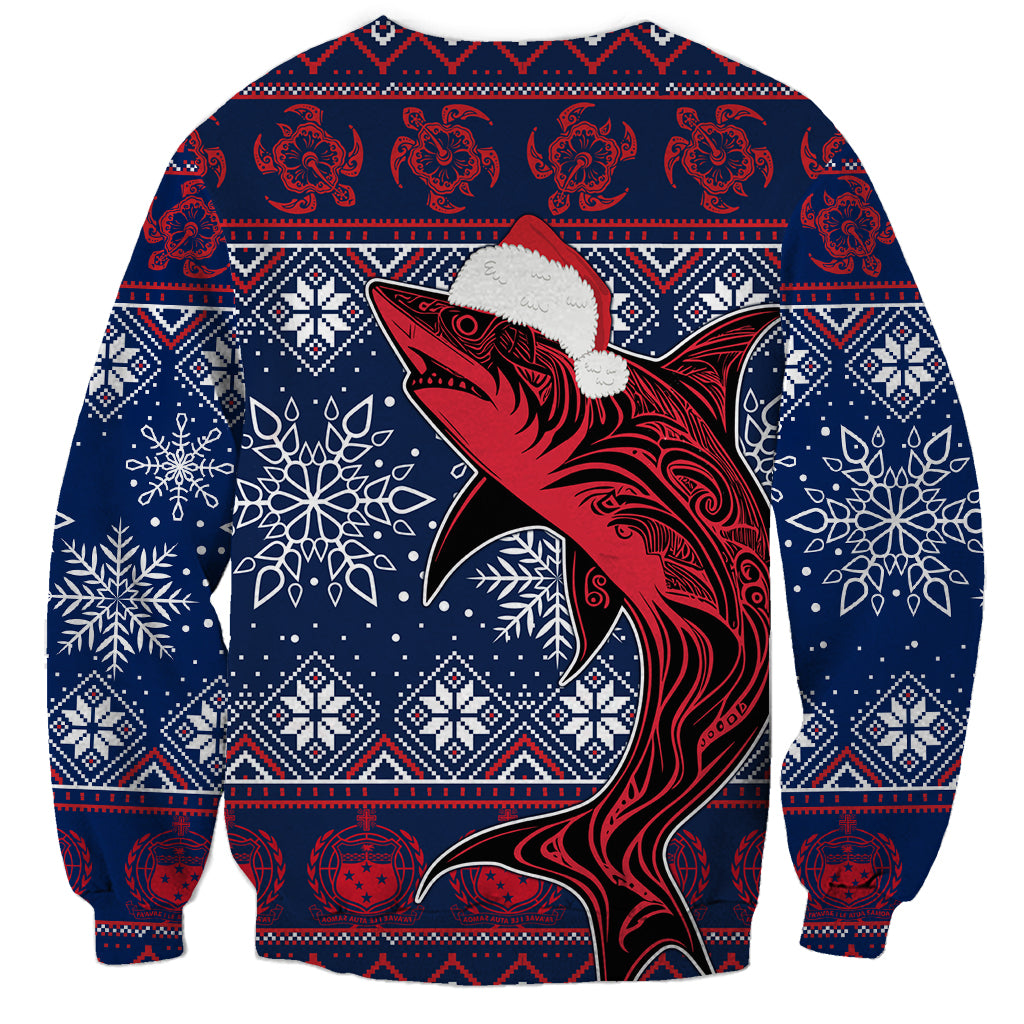 Samoa Manuia Le Kirisimasi Sweatshirt Samoan Fishing Tribal Pattern Christmas Vibe LT9 - Polynesian Pride