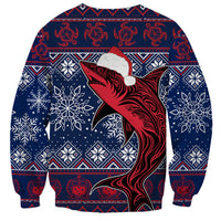 Samoa Manuia Le Kirisimasi Sweatshirt Samoan Fishing Tribal Pattern Christmas Vibe LT9 - Polynesian Pride