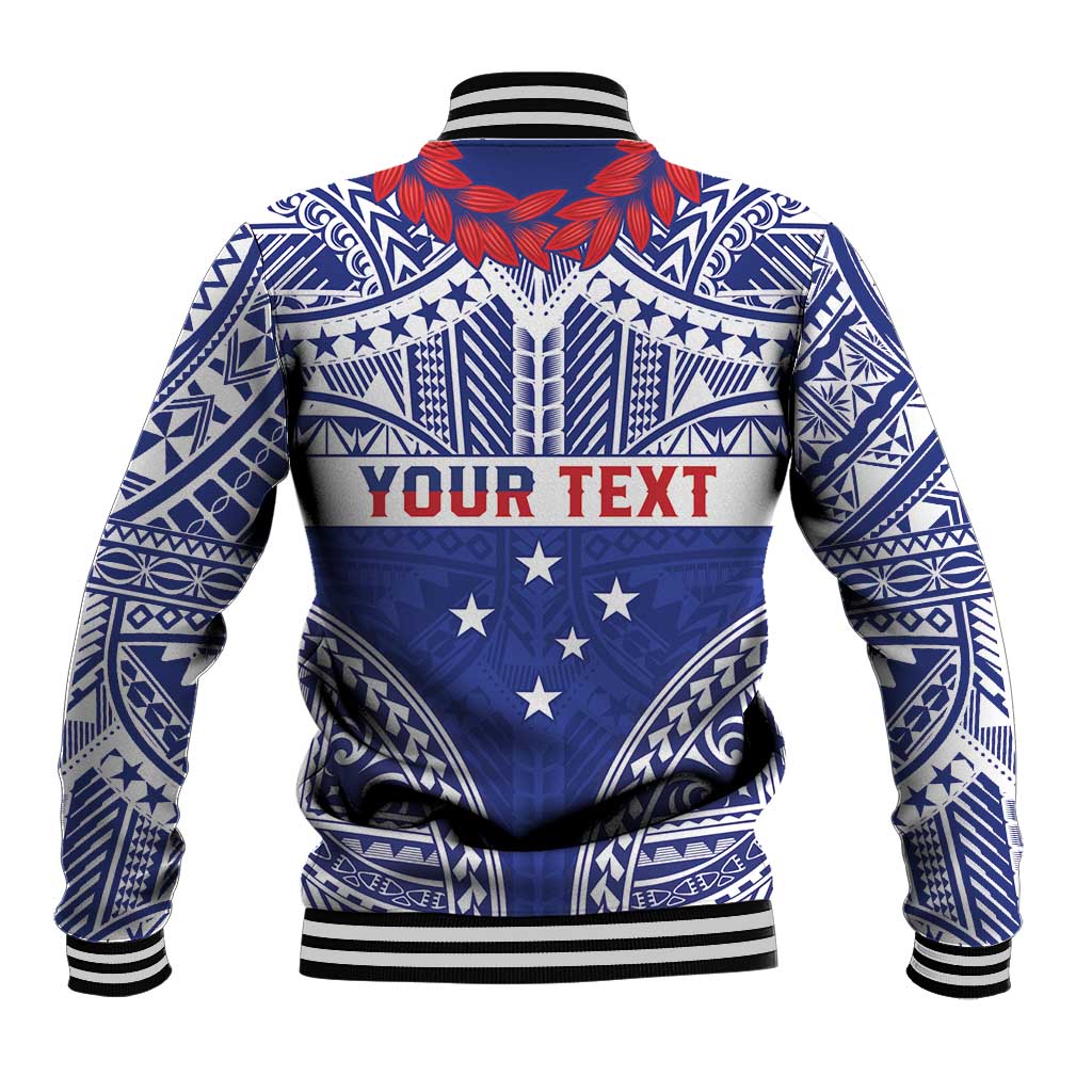 Personalised Toa Samoa Rugby Spirit Baseball Jacket Blue Samoan Tribal Pattern - Polynesian Pride