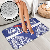 Personalised Toa Samoa Rugby Spirit Bathroom Set Blue Samoan Tribal Pattern - Polynesian Pride