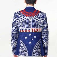 Personalised Toa Samoa Rugby Spirit Blazer Blue Samoan Tribal Pattern - Polynesian Pride