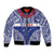 Personalised Toa Samoa Rugby Spirit Bomber Jacket Blue Samoan Tribal Pattern - Polynesian Pride