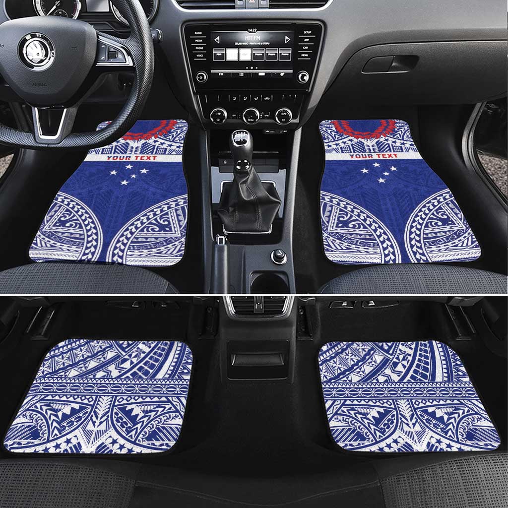 Personalised Toa Samoa Rugby Spirit Car Mats Blue Samoan Tribal Pattern - Polynesian Pride
