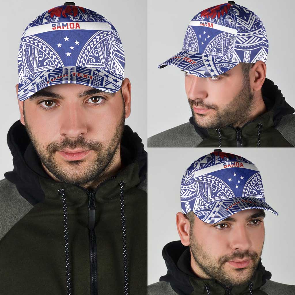 Personalised Toa Samoa Rugby Spirit Classic Cap Blue Samoan Tribal Pattern - Polynesian Pride