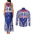 Personalised Toa Samoa Rugby Spirit Couples Matching Tank Maxi Dress and Long Sleeve Button Shirt Blue Samoan Tribal Pattern - Polynesian Pride