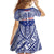 Personalised Toa Samoa Rugby Spirit Family Matching Off The Shoulder Long Sleeve Dress and Hawaiian Shirt Blue Samoan Tribal Pattern - Polynesian Pride