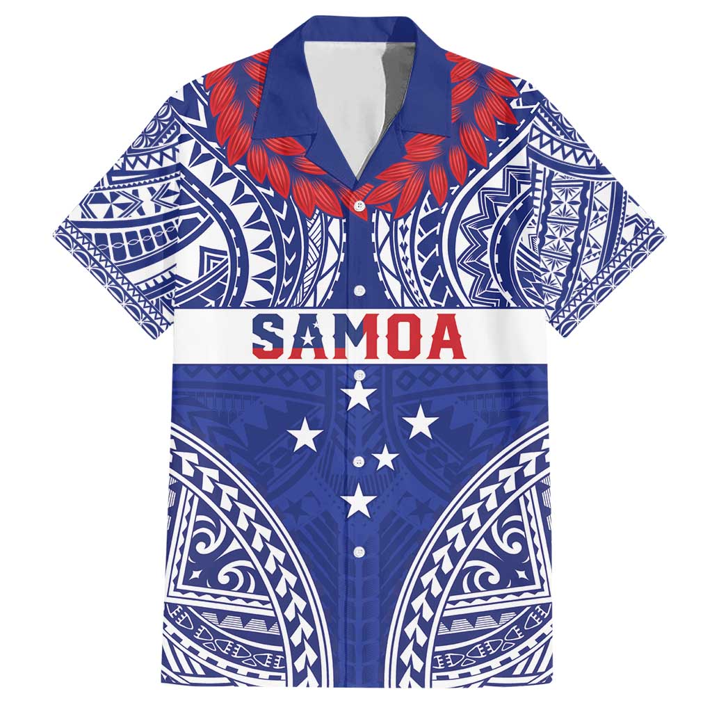 Personalised Toa Samoa Rugby Spirit Family Matching Short Sleeve Bodycon Dress and Hawaiian Shirt Blue Samoan Tribal Pattern - Polynesian Pride