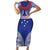 Personalised Toa Samoa Rugby Spirit Family Matching Short Sleeve Bodycon Dress and Hawaiian Shirt Blue Samoan Tribal Pattern - Polynesian Pride