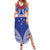 Personalised Toa Samoa Rugby Spirit Family Matching Summer Maxi Dress and Hawaiian Shirt Blue Samoan Tribal Pattern - Polynesian Pride