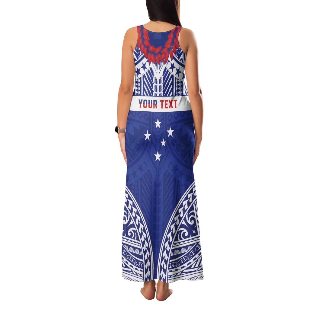 Personalised Toa Samoa Rugby Spirit Family Matching Tank Maxi Dress and Hawaiian Shirt Blue Samoan Tribal Pattern - Polynesian Pride